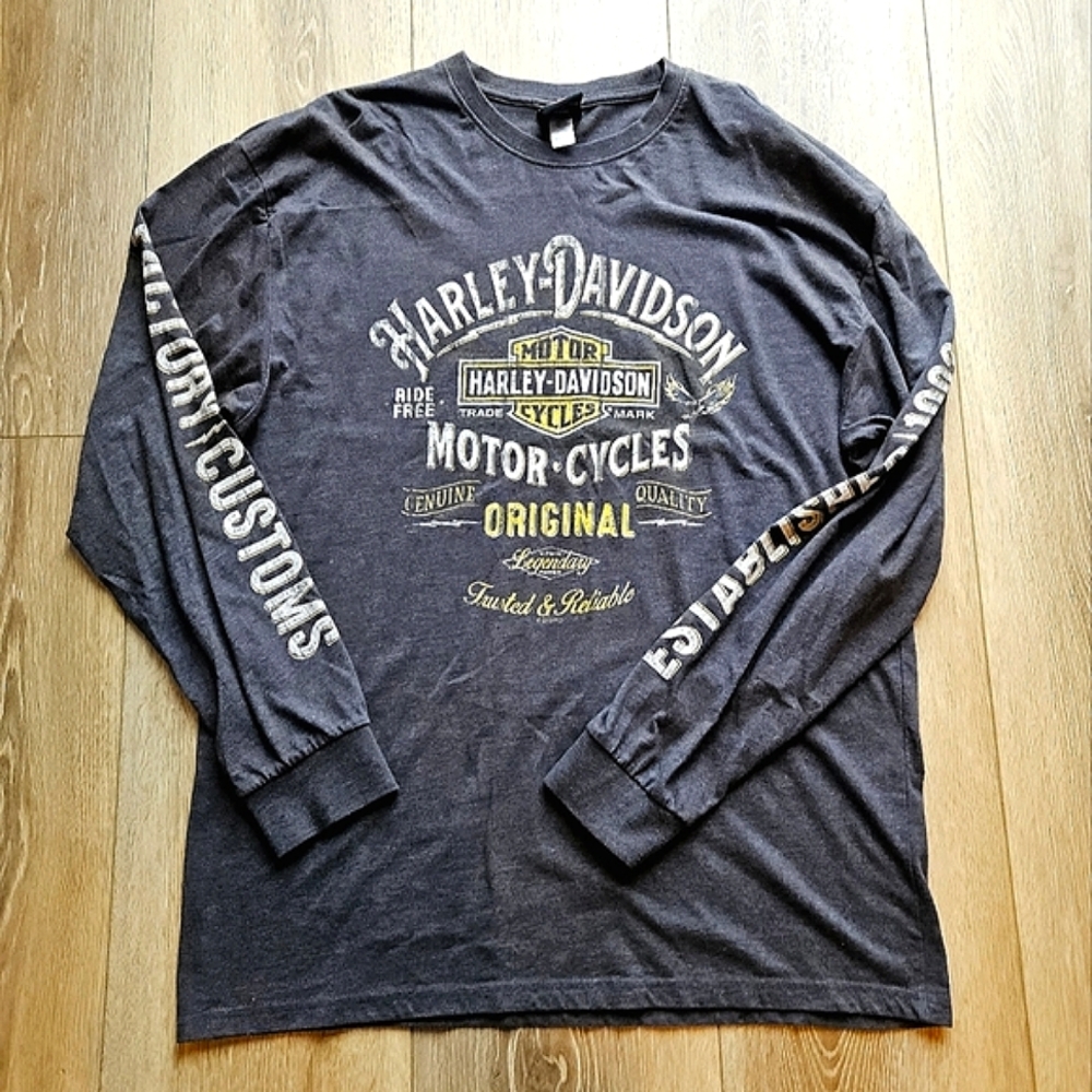 Like New Harley-Davidson Motorcycles Gray Long Sleeve Graphic Tee Shirt | XL